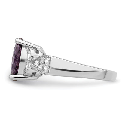 Sterling Silver Purple And Clear Cz Ring