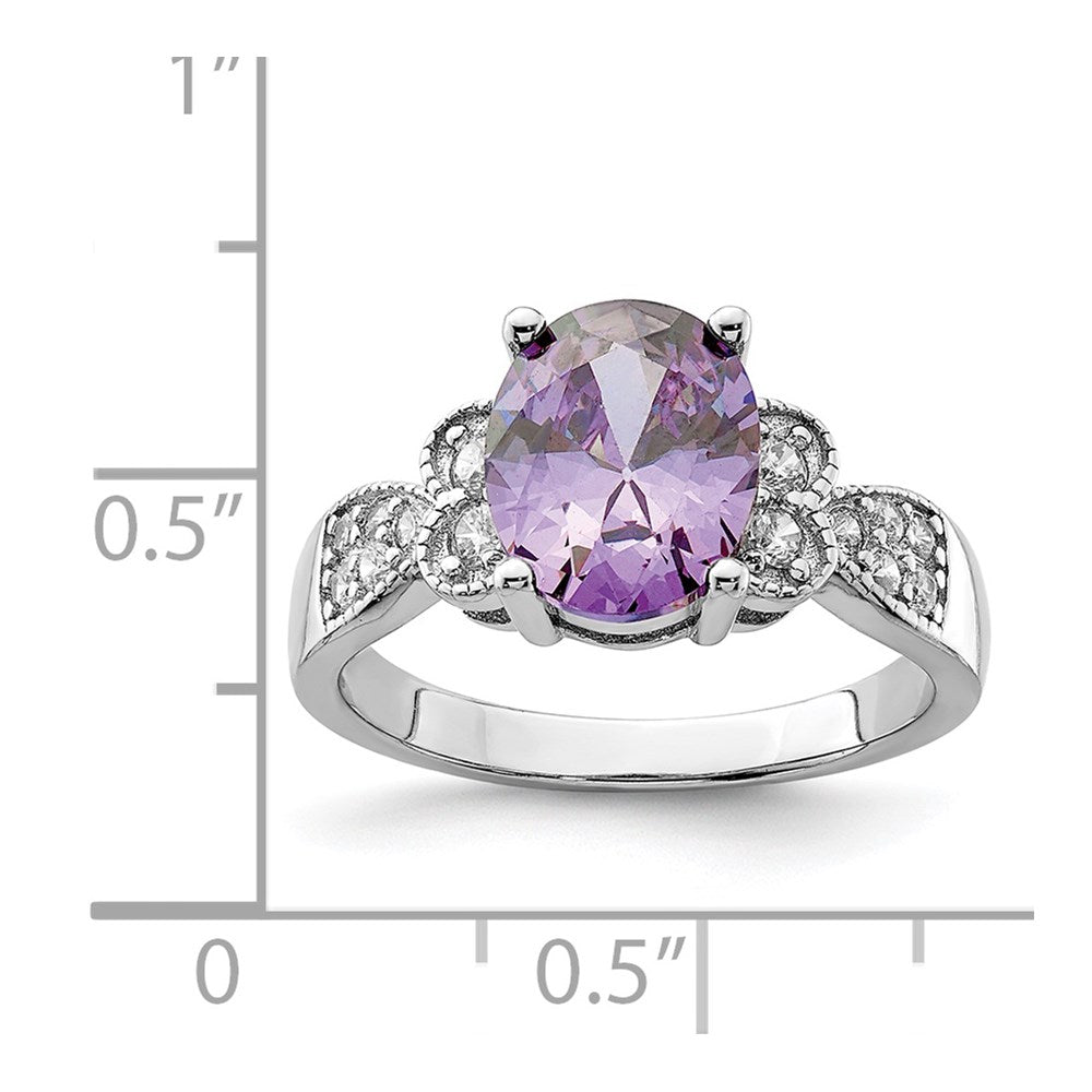 Sterling Silver Purple And Clear Cz Ring