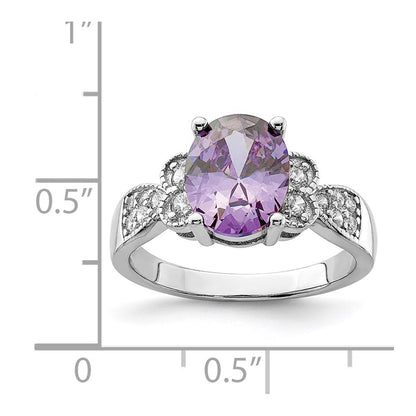 Sterling Silver Purple And Clear Cz Ring