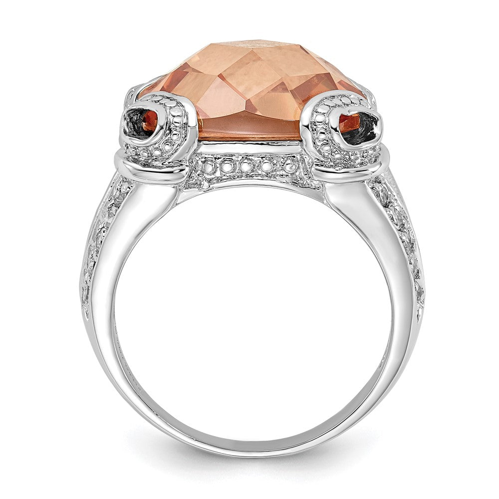 Sterling Silver Polished Champagne & Clear Cz Ring