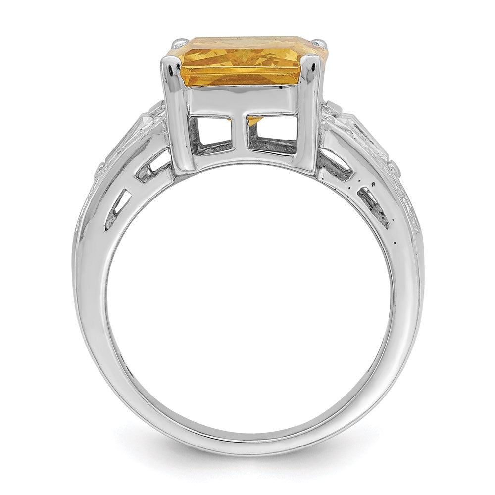 Sterling Silver Yellow & Clear Cz Ring