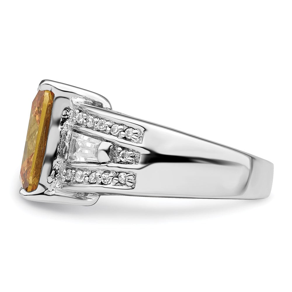 Sterling Silver Yellow & Clear Cz Ring