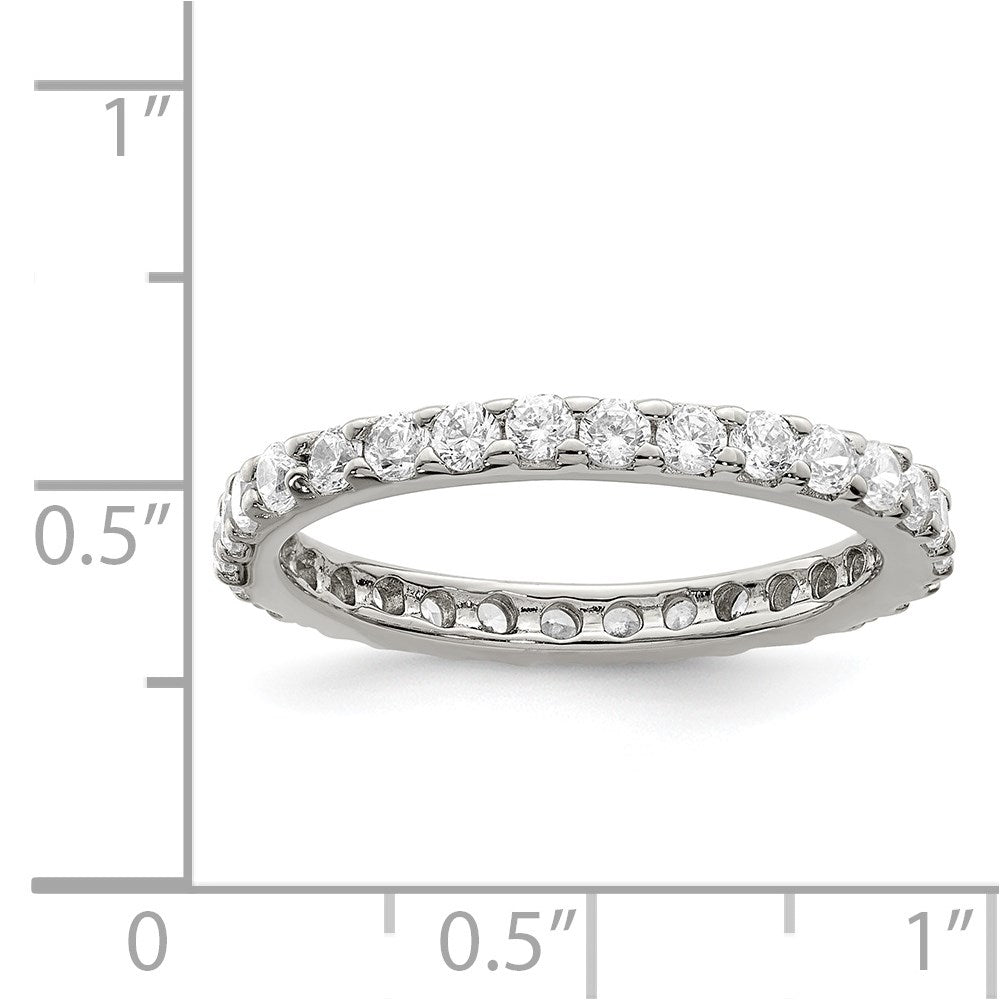 Sterling Silver Rhodium Plated Cz Ring