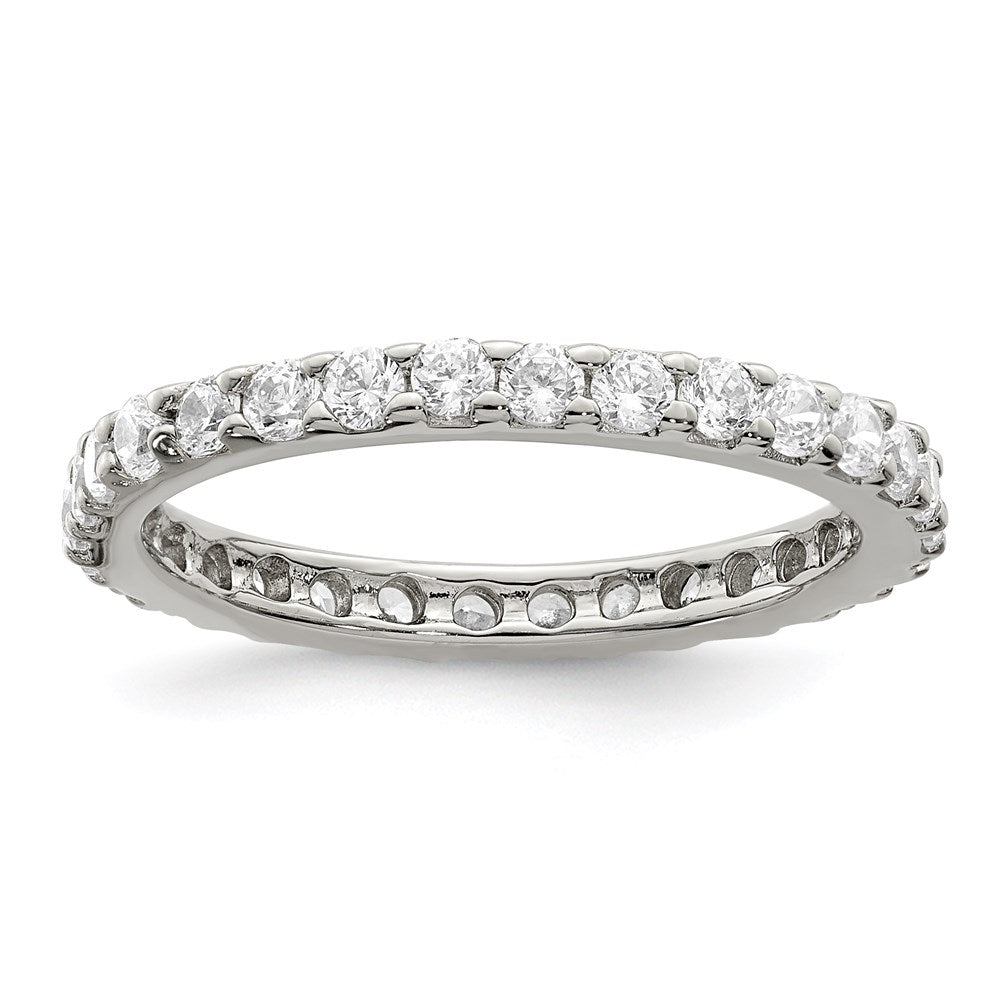 Sterling Silver Rhodium Plated Cz Ring