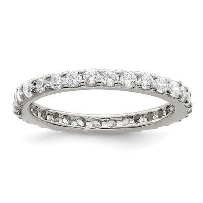 Sterling Silver Rhodium Plated Cz Ring