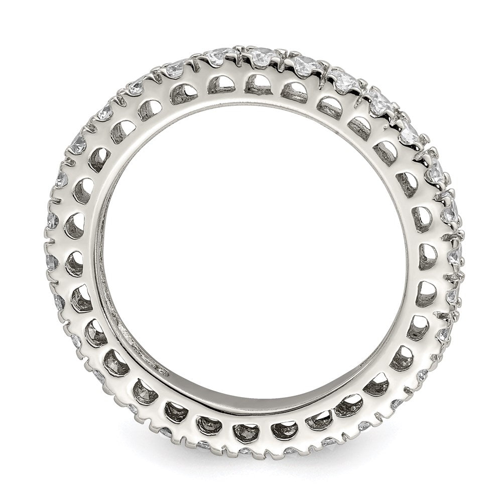 Sterling Silver Rhodium Plated Cz Anniversary Band