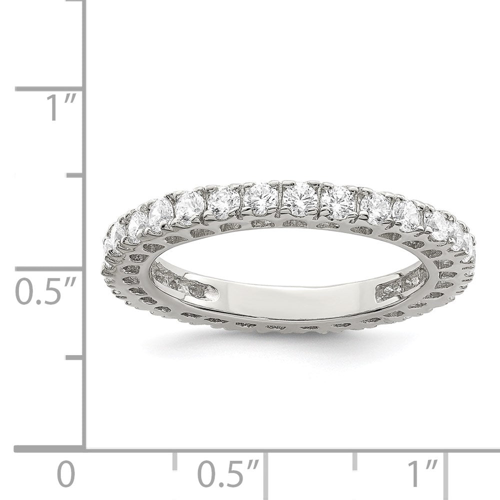 Sterling Silver Rhodium Plated Cz Anniversary Band