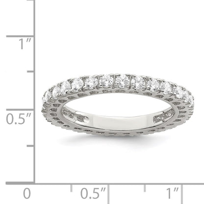 Sterling Silver Rhodium Plated Cz Anniversary Band