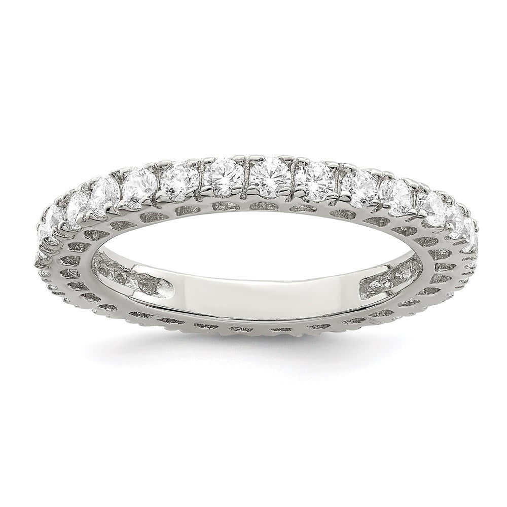 Sterling Silver Rhodium Plated Cz Anniversary Band