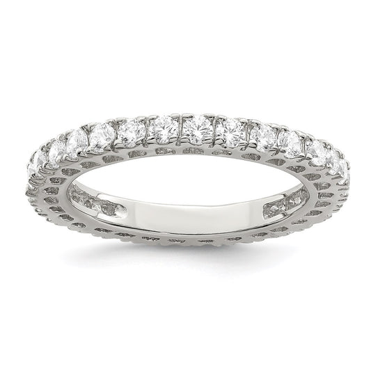 Sterling Silver Rhodium Plated Cz Anniversary Band
