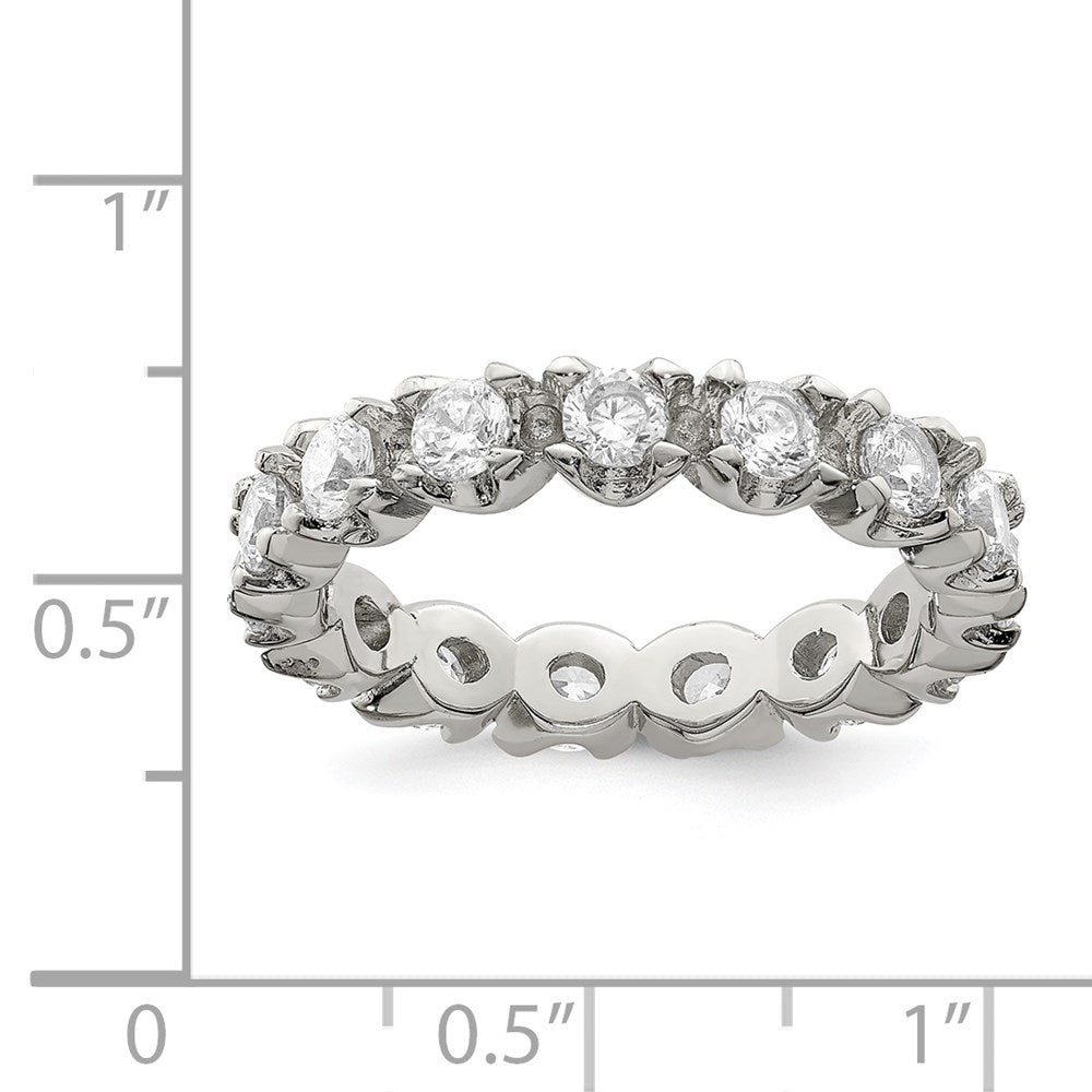 Sterling Silver Rhodium Plated Cz Eternity Ring