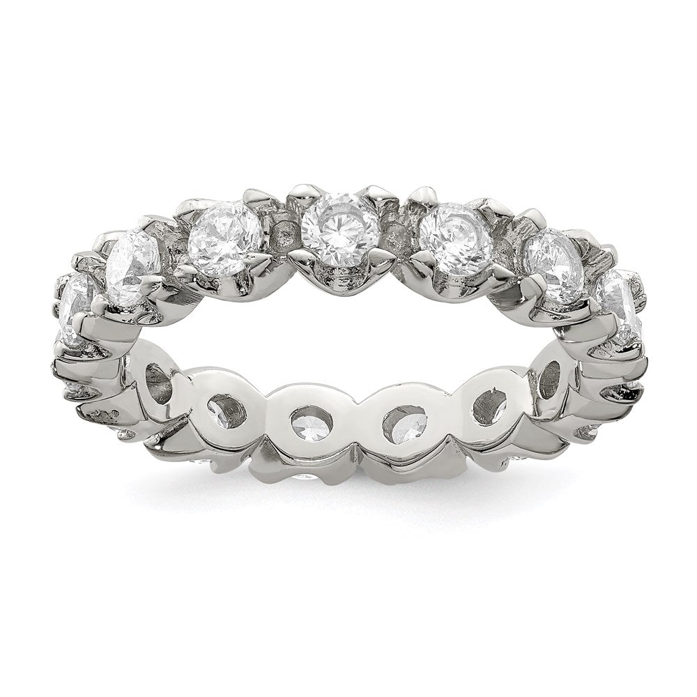 Sterling Silver Rhodium Plated Cz Eternity Ring