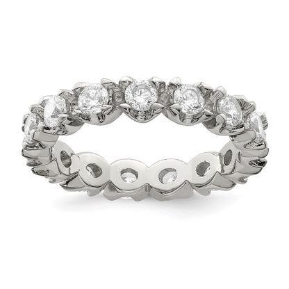 Sterling Silver Rhodium Plated Cz Eternity Ring