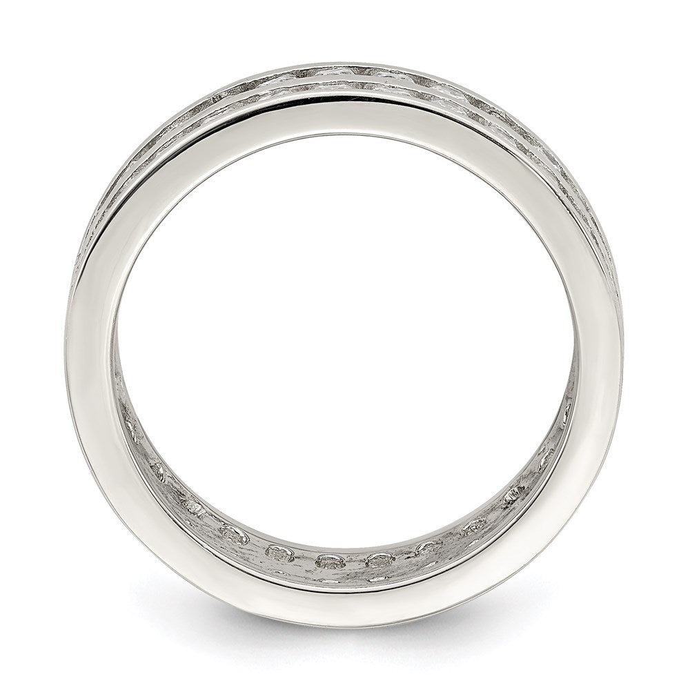 Sterling Silver Rhodium Plated Double Row Cz Band (Size 6 Only)