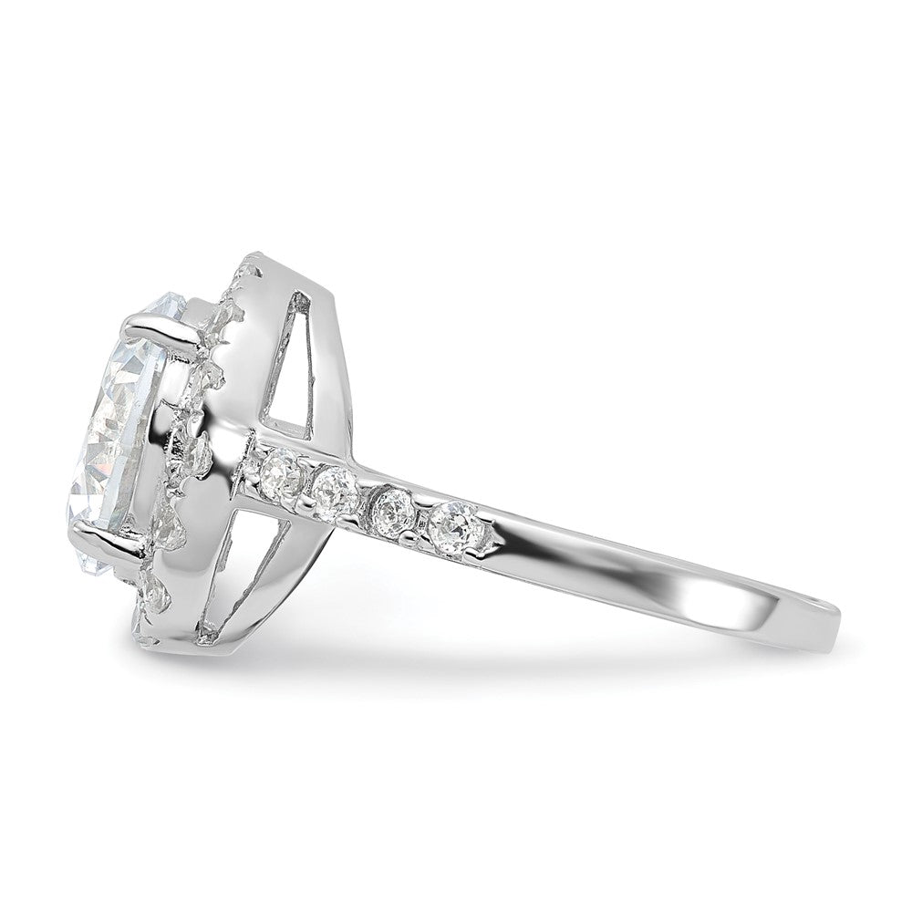 Sterling Silver Rhodium Plated Cz Ring