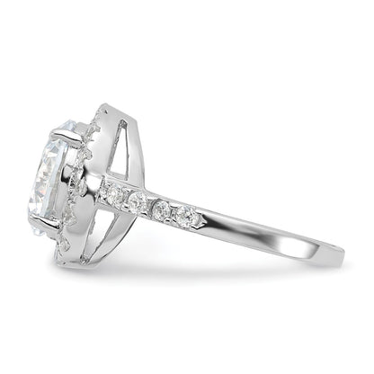 Sterling Silver Rhodium Plated Cz Ring