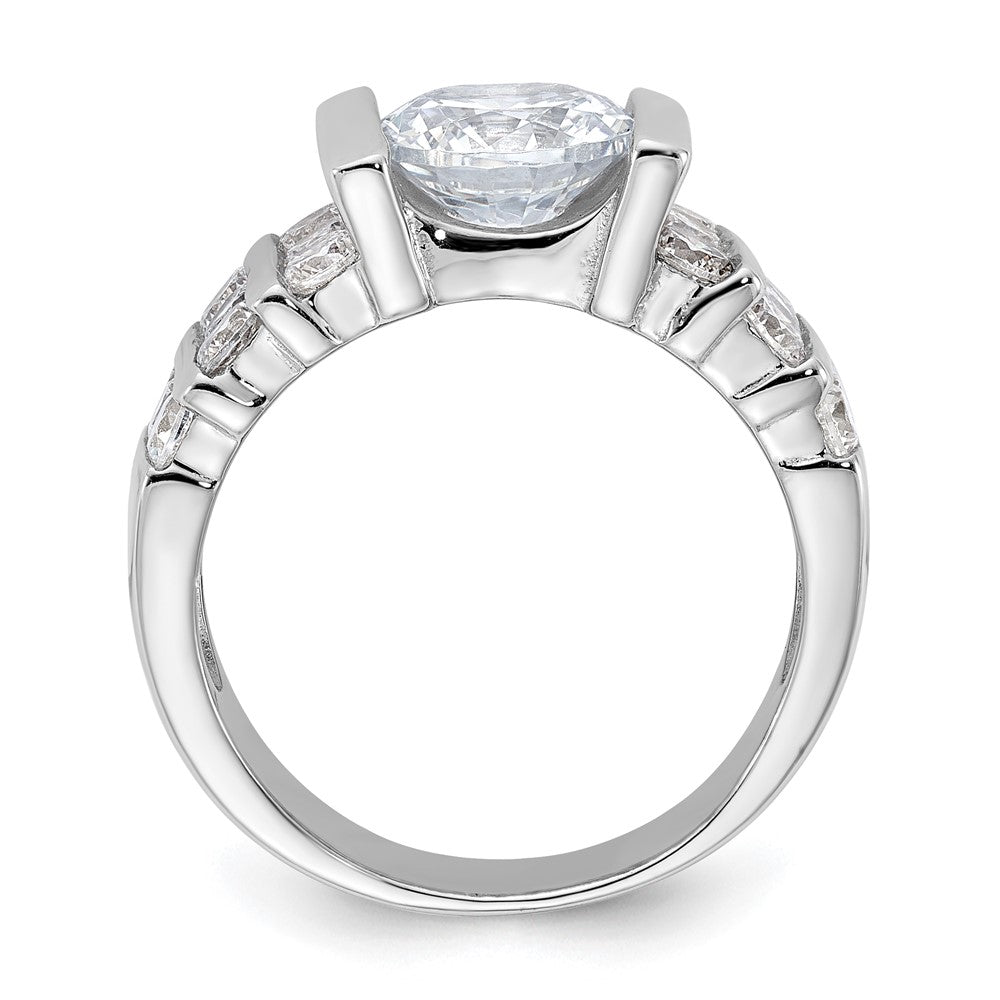 Sterling Silver Rhodium Plated Cz Ring
