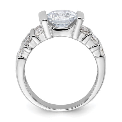 Sterling Silver Rhodium Plated Cz Ring
