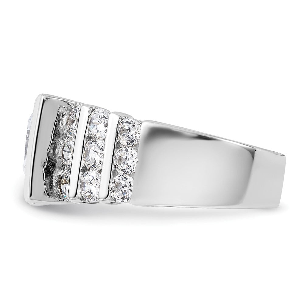 Sterling Silver Rhodium Plated Cz Ring