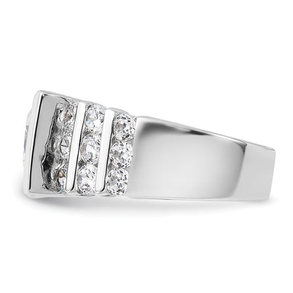 Sterling Silver Rhodium Plated Cz Ring