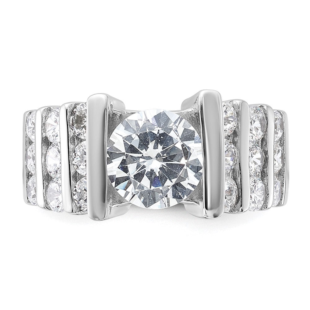 Sterling Silver Rhodium Plated Cz Ring