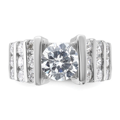 Sterling Silver Rhodium Plated Cz Ring