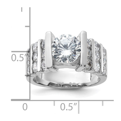 Sterling Silver Rhodium Plated Cz Ring