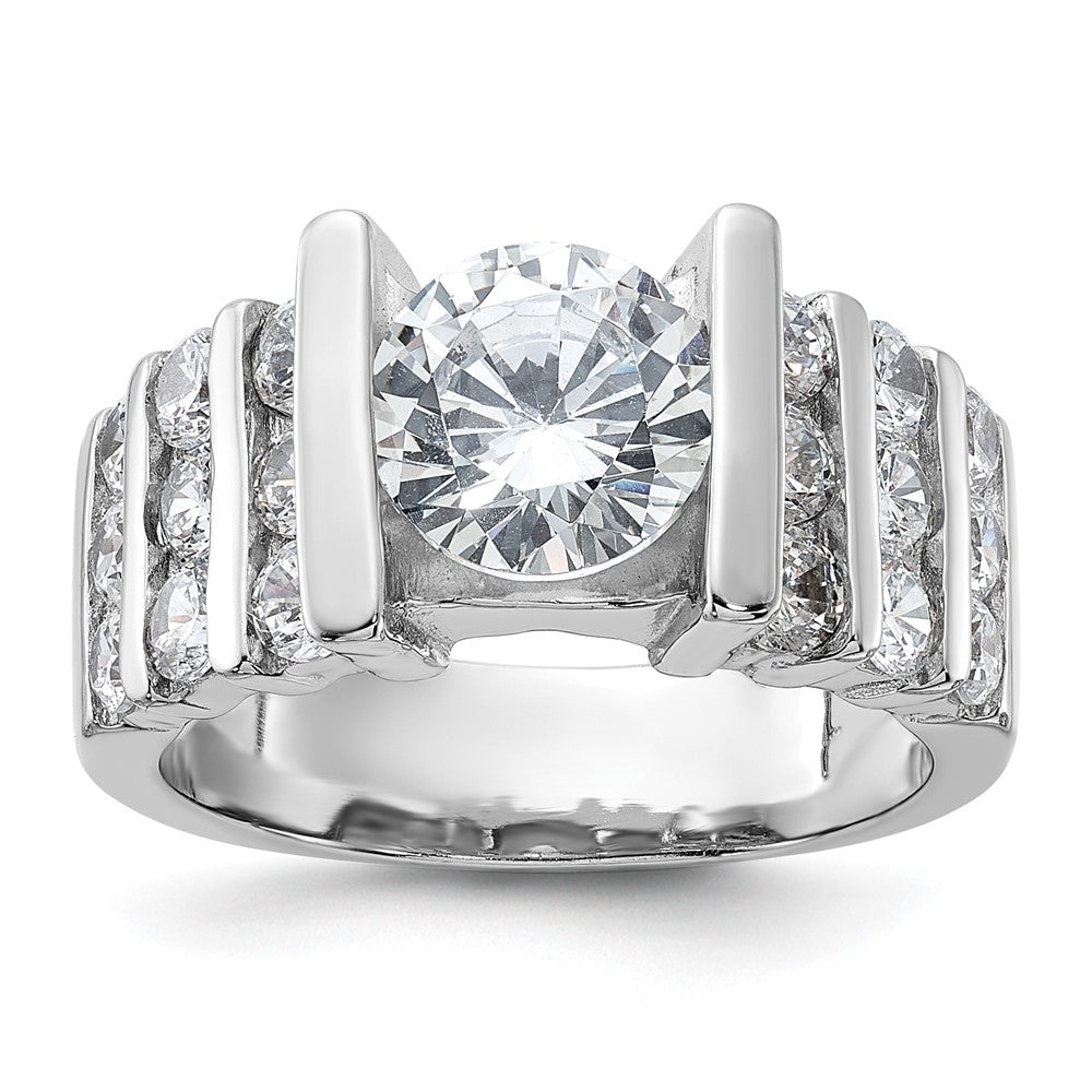 Sterling Silver Rhodium Plated Cz Ring