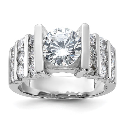 Sterling Silver Rhodium Plated Cz Ring
