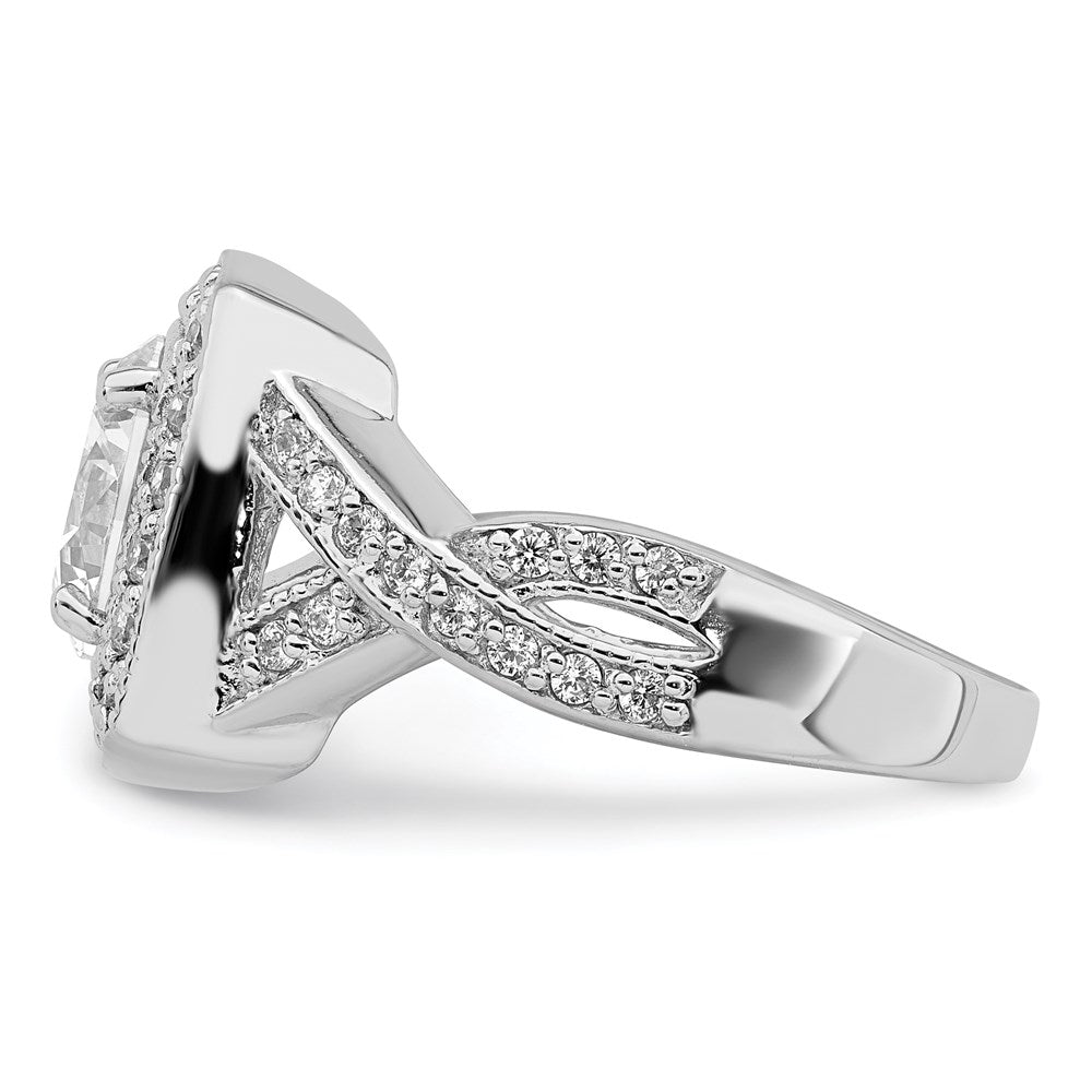 Sterling Silver Rhodium Plated Round 8.10mm Cz Ring (Size 6 Only)