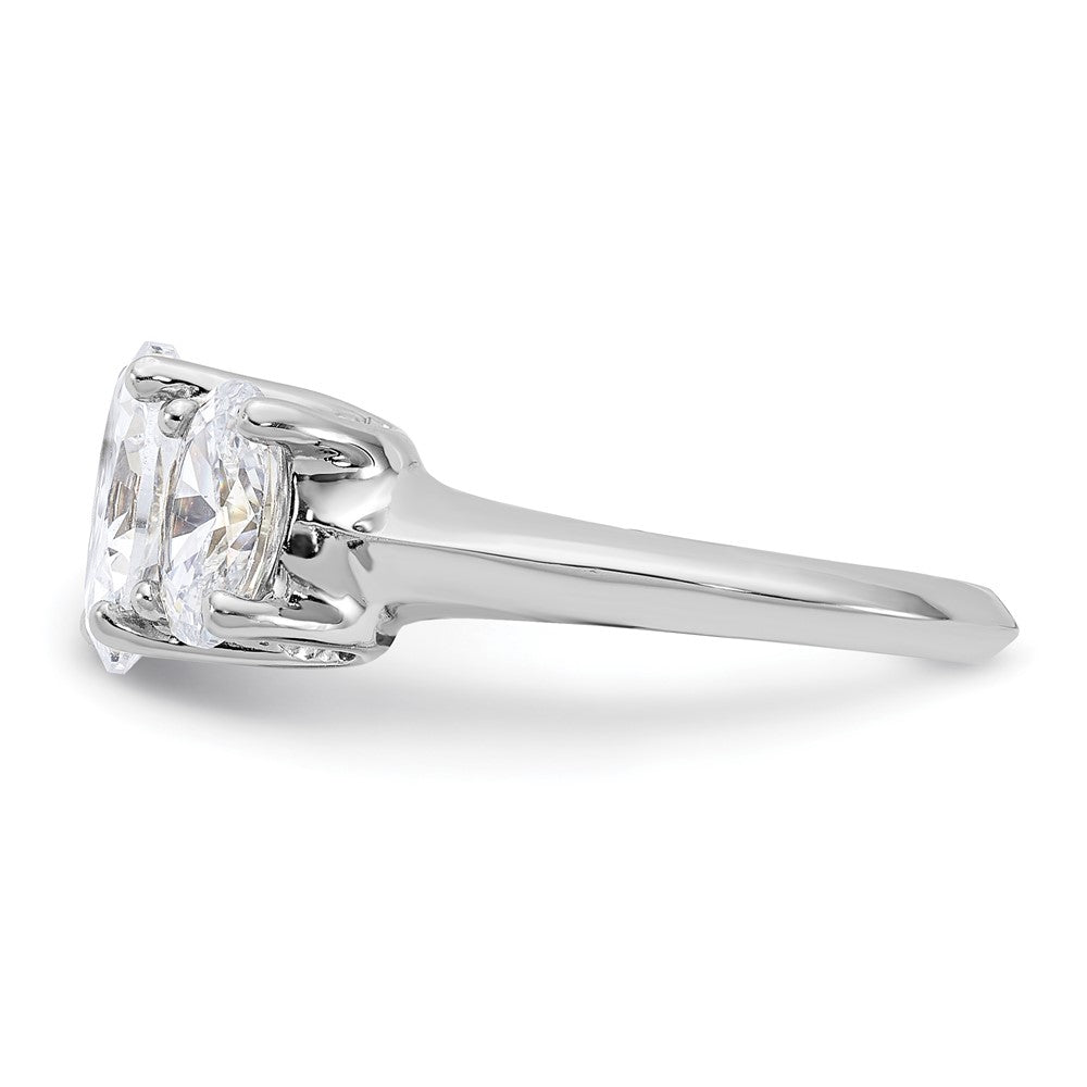 Sterling Silver Rhodium Plated 3 Stone Cz Ring