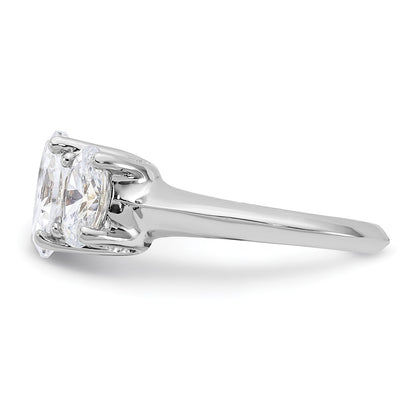 Sterling Silver Rhodium Plated 3 Stone Cz Ring