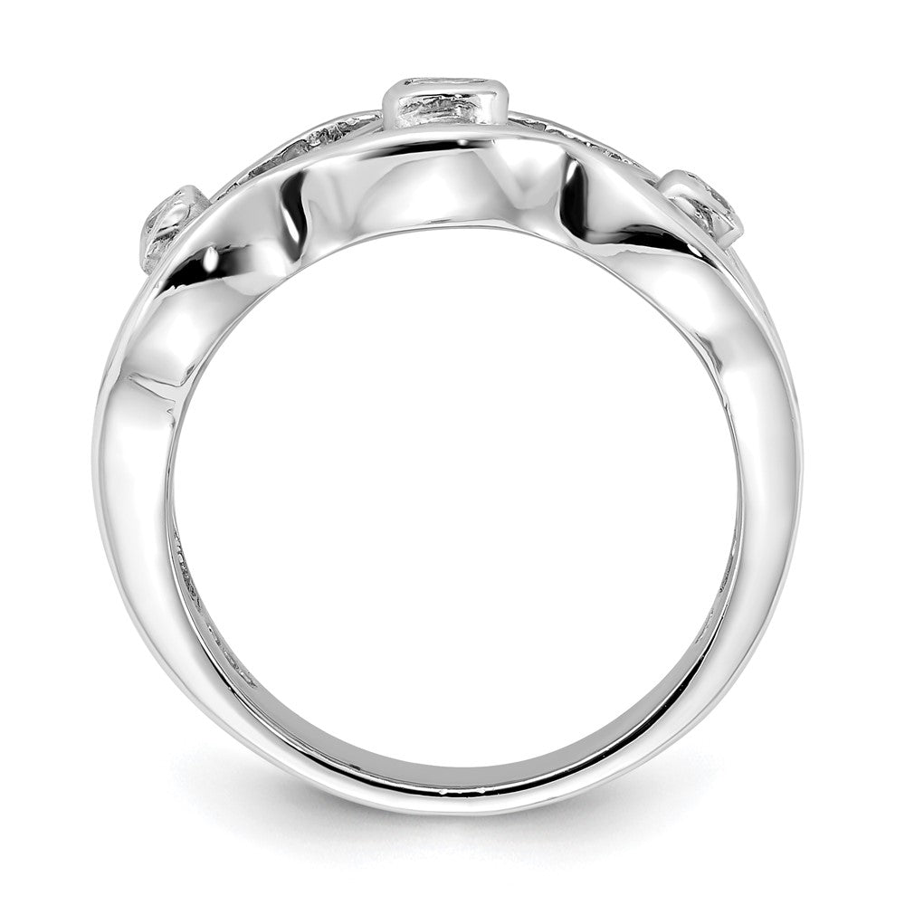 Sterling Silver Polished Wavy Cz Ring