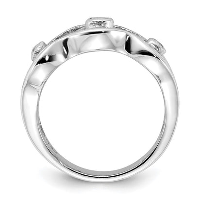 Sterling Silver Polished Wavy Cz Ring
