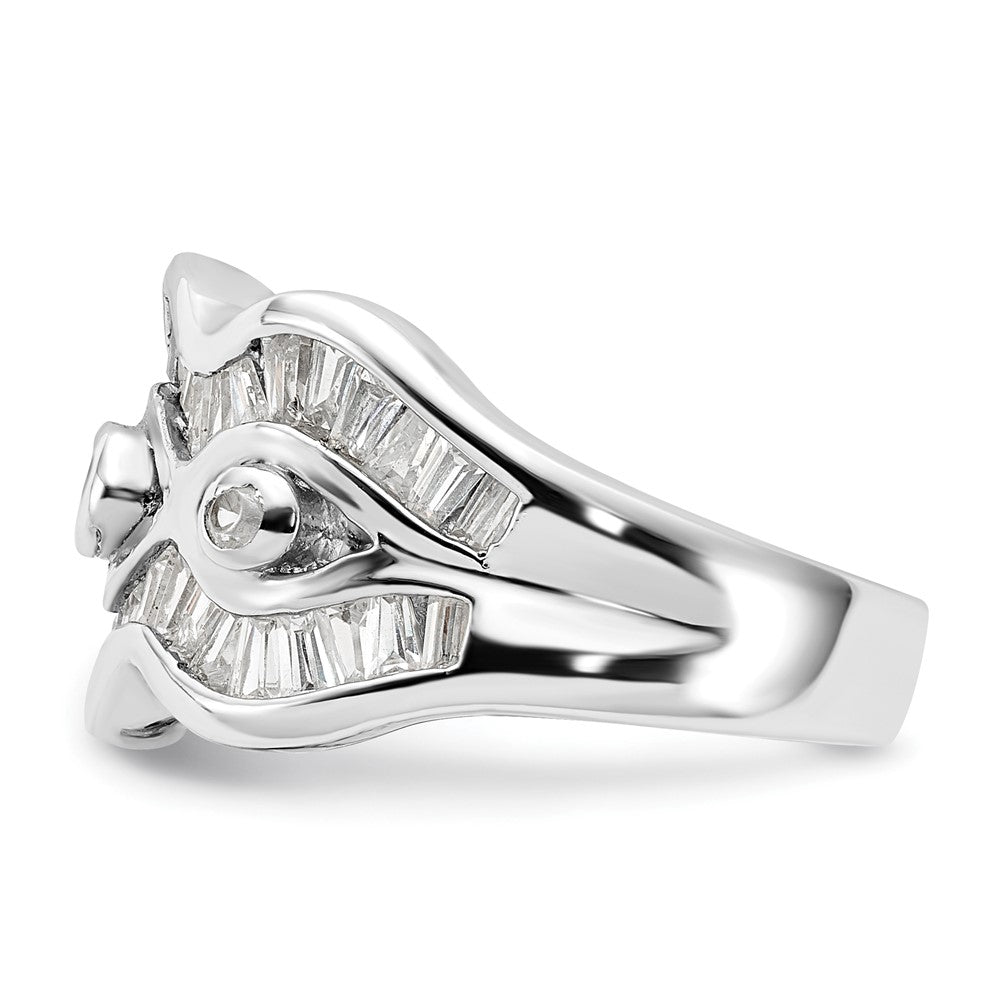Sterling Silver Polished Wavy Cz Ring