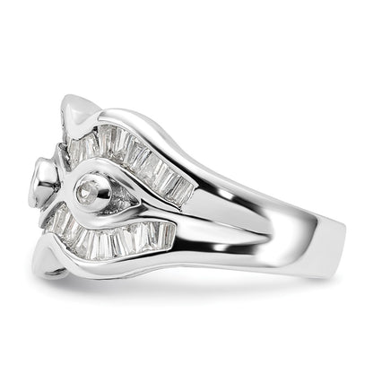 Sterling Silver Polished Wavy Cz Ring