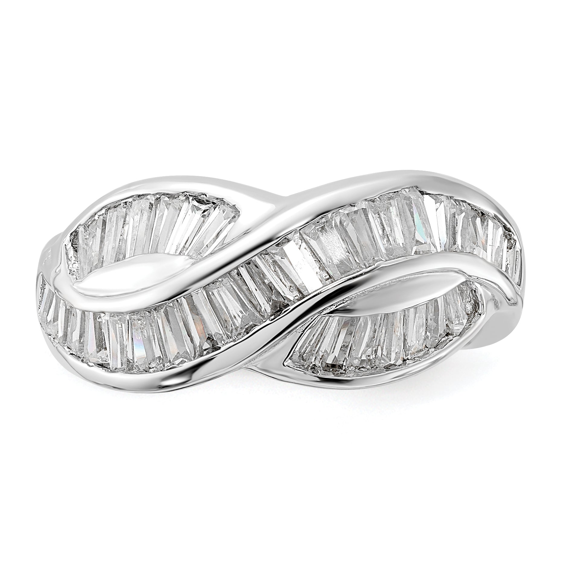Sterling Silver Polished Cz Ring (Size 6 Only)