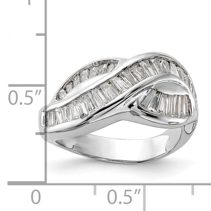 Sterling Silver Polished Cz Ring (Size 6 Only)