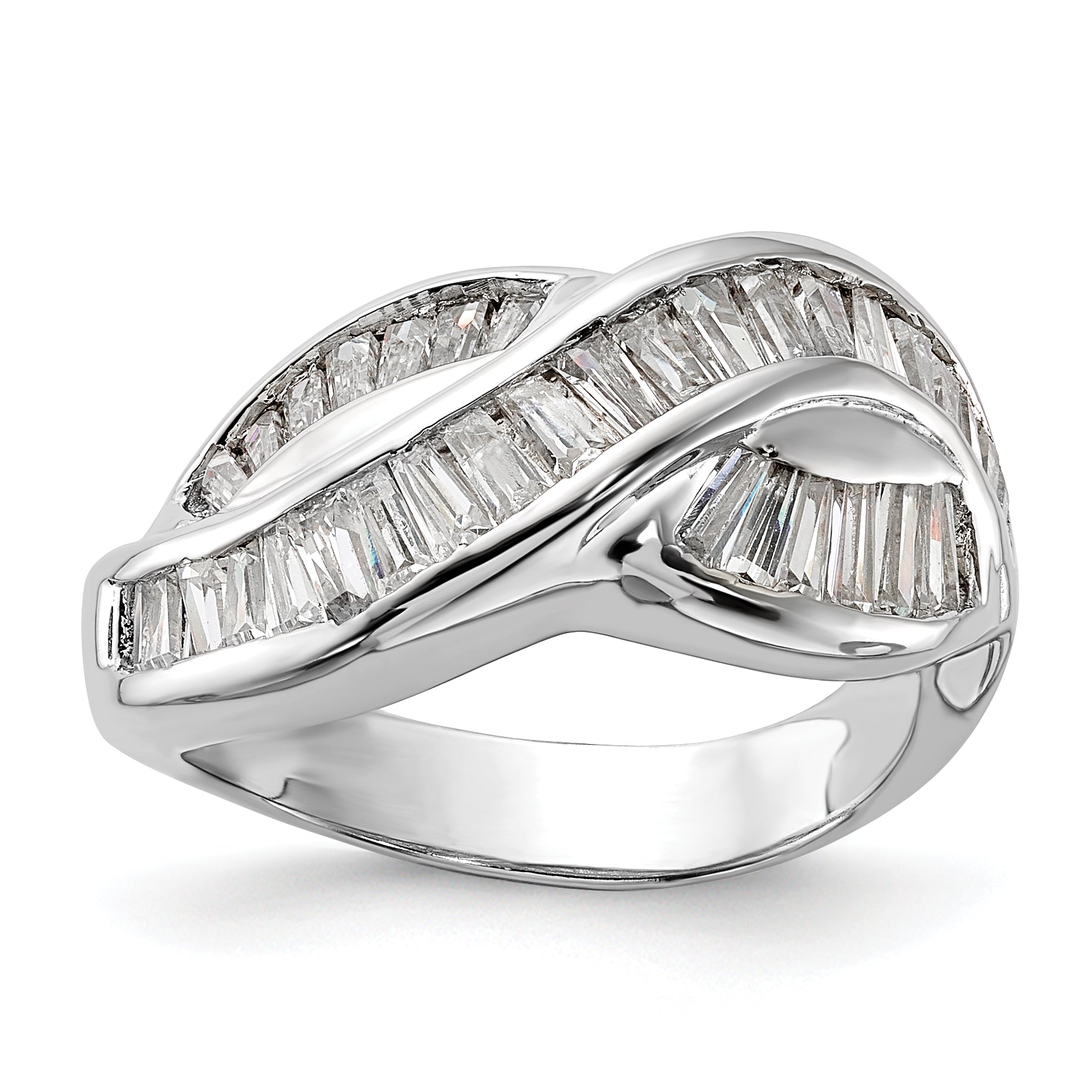 Sterling Silver Polished Cz Ring (Size 6 Only)