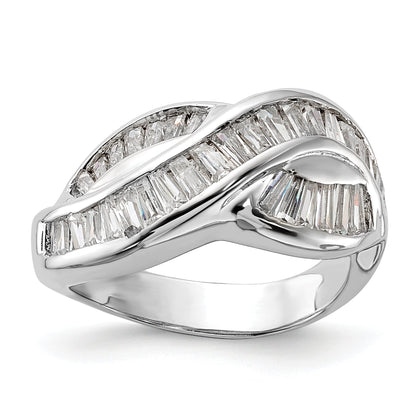 Sterling Silver Polished Cz Ring (Size 6 Only)