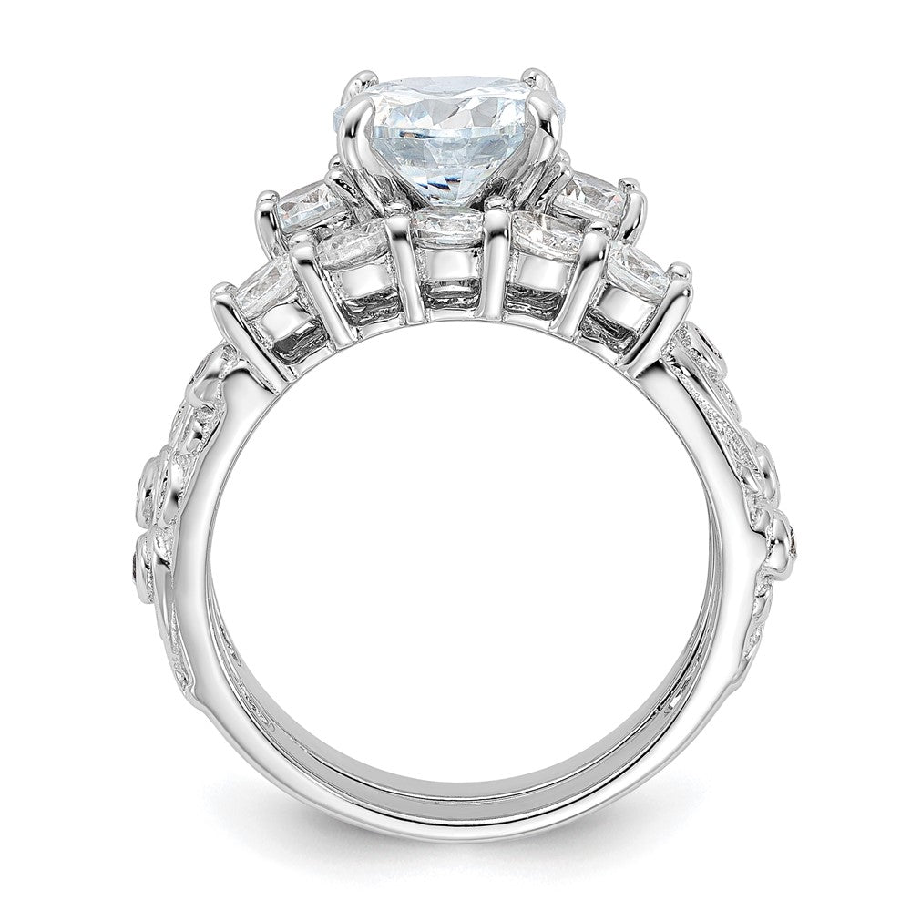 Sterling Silver Rhodium Plated 2 Piece Cz Wedding Ring