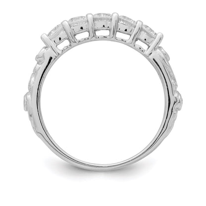 Sterling Silver Rhodium Plated 2 Piece Cz Wedding Ring