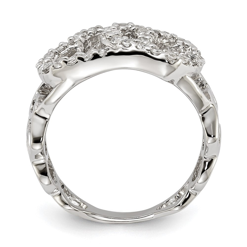 Sterling Silver Polished Cz Heart Ring