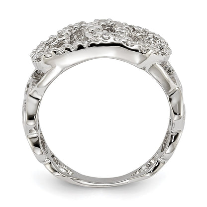 Sterling Silver Polished Cz Heart Ring