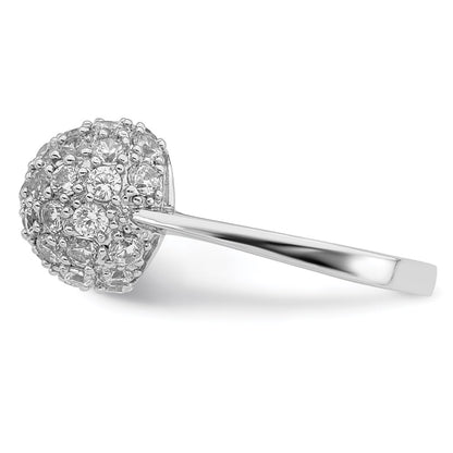 Sterling Silver Rhodium Plated Cz Ring