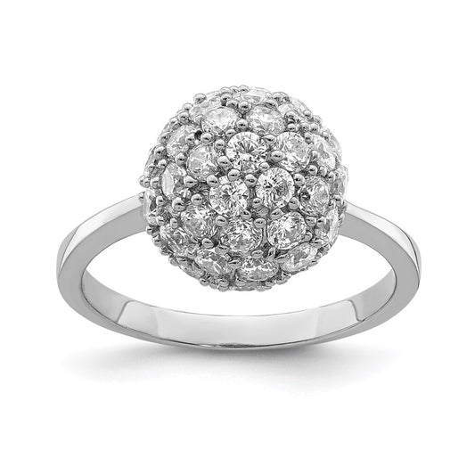 Sterling Silver Rhodium Plated Cz Ring