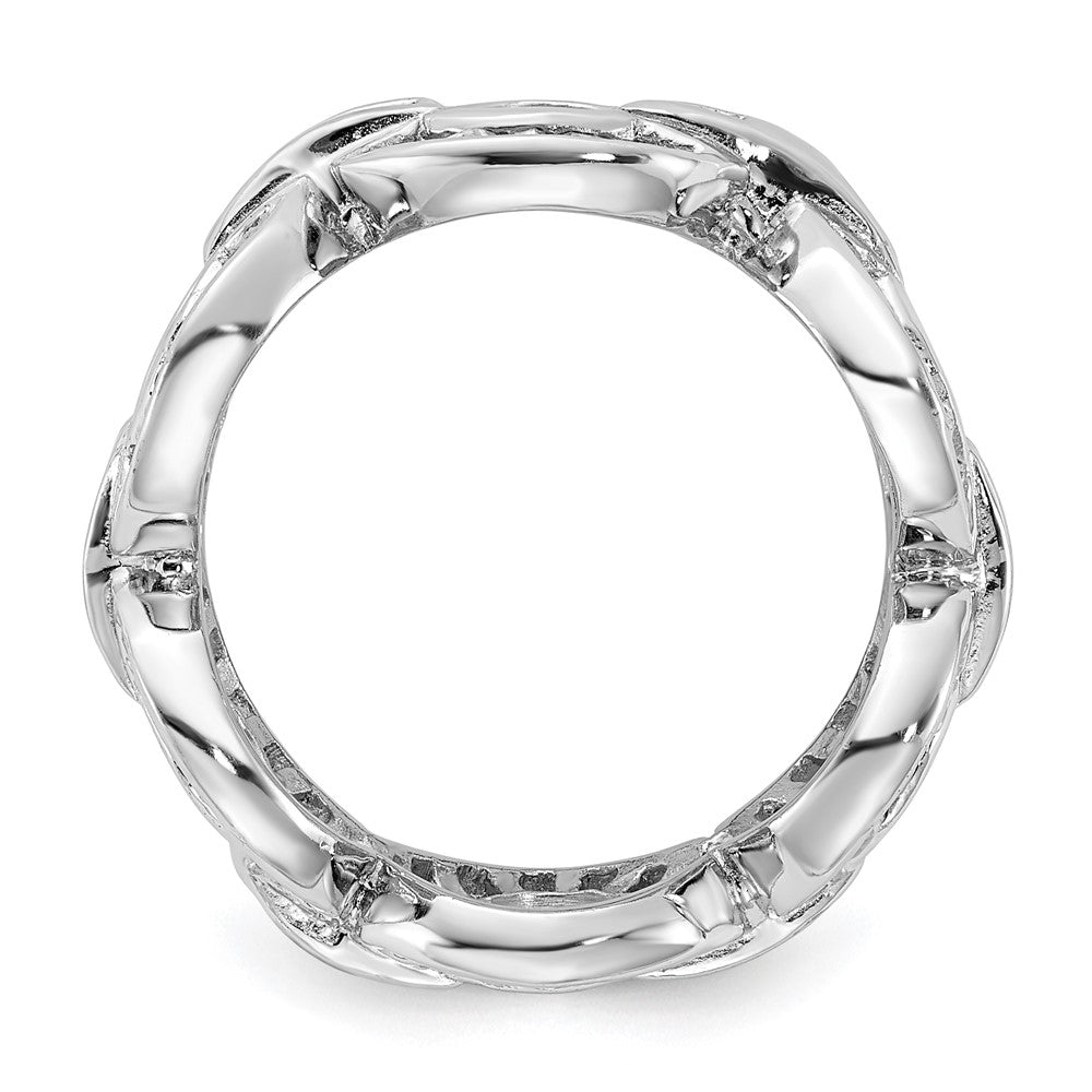 Sterling Silver Polished Fancy Cz Circle Link Ring