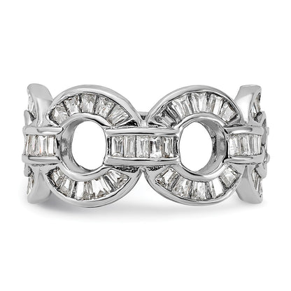 Sterling Silver Polished Fancy Cz Circle Link Ring