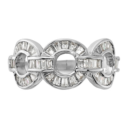 Sterling Silver Polished Fancy Cz Circle Link Ring