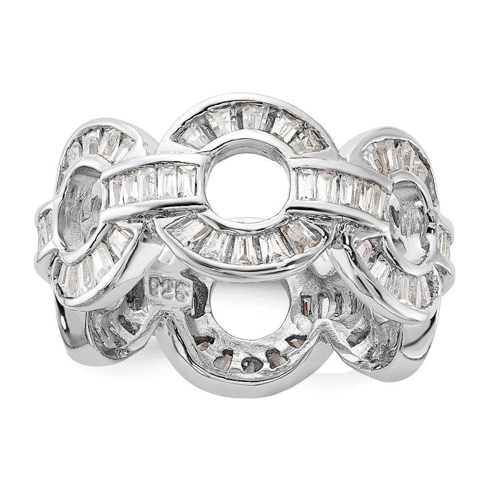 Sterling Silver Polished Fancy Cz Circle Link Ring